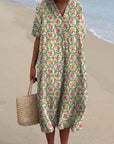 Florence | Abito midi a righe boho da donna con scollo a V