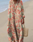 Florence | Abito midi a righe boho da donna con scollo a V