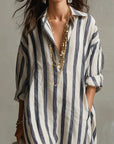 Florence | Abito lungo oversize a righe in lino da donna