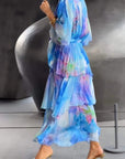 Grace | Abito lungo a balze in chiffon floreale da donna