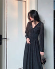 Abito lungo donna in cotone, maniche lunghe