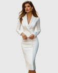 Harper | Abito midi sartoriale da donna con maniche lunghe e bottoni sul davanti