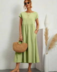 Kaitlyn | Abito Midi Donna Largo con Tasche e Maniche Corte