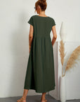 Kaitlyn | Abito Midi Donna Largo con Tasche e Maniche Corte