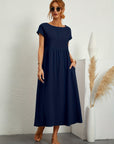 Kaitlyn | Abito Midi Donna Largo con Tasche e Maniche Corte