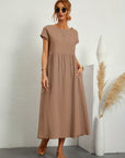 Kaitlyn | Abito Midi Donna Largo con Tasche e Maniche Corte