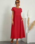 Kaitlyn | Abito Midi Donna Largo con Tasche e Maniche Corte