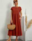 Kaitlyn | Abito Midi Donna Largo con Tasche e Maniche Corte