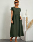 Kaitlyn | Abito Midi Donna Largo con Tasche e Maniche Corte