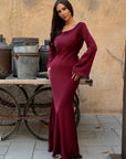 Abito lungo donna in tessuto leggero, maniche lunghe — vista 15