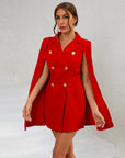 Laura | Mini abito blazer a mantella da donna con bottoni dorati