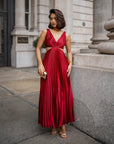 Lauren | Abito midi plissettato con cut-out in vita da donna per matrimoni