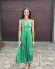 Lauren | Abito midi plissettato con cut-out in vita da donna per matrimoni