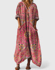 Lily | Abito lungo bohemien da donna in cotone con scollo a V e tasche