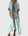 Lily | Abito lungo bohemien da donna in cotone con scollo a V e tasche
