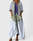 Lily | Abito lungo bohemien da donna in cotone con scollo a V e tasche