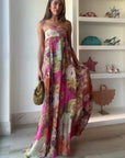 Lily | Abito lungo senza spalline con stampa floreale da donna per invitate a matrimoni