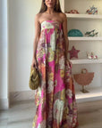 Lily | Abito lungo senza spalline con stampa floreale da donna per invitate a matrimoni