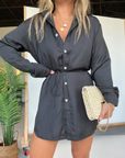 Lucia Camicia da Donna – Abito con Bottoni a Maniche Lunghe, Taglio Fluido Elegante e Versatile