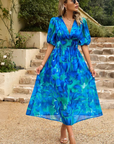 Makayla | Abito midi floreale con scollo a V da donna per invitate a matrimoni