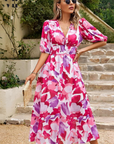 Makayla | Abito midi floreale con scollo a V da donna per invitate a matrimoni