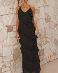 Margaret | Abito lungo da donna a balze con scollo a V