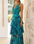 Maria | Abito lungo elegante da donna con motivo floreale e design a balze