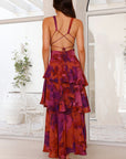 Maria | Abito lungo elegante da donna con motivo floreale e design a balze