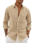 Hugo Camicia Uomo – Camicia Cotone Lino Maniche Lunghe, Stile Leggero & Casual Chic