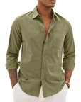 Hugo Camicia Uomo – Camicia Cotone Lino Maniche Lunghe, Stile Leggero & Casual Chic