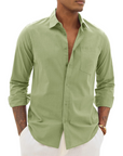 Hugo Camicia Uomo – Camicia Cotone Lino Maniche Lunghe, Stile Leggero & Casual Chic