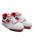 New Balance 550 Scarpe Uomo Bianche Rosse e Nere Stile Retro Basket