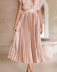 Nicole | Abito midi plissettato con scollo a V da donna per invitate a matrimoni
