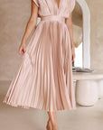 Nicole | Abito midi plissettato con scollo a V da donna per invitate a matrimoni
