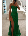 Abito lungo donna in tessuto scintillante, bustier — vista 4