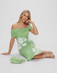 Olivia | Abito midi floreale da donna con spalle scoperte