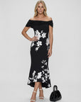 Olivia | Abito midi floreale da donna con spalle scoperte