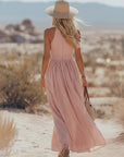 Phoebe | Abito lungo da donna boho in cotone e lino con scollo all'americana