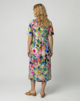 Rosie | Vestito midi da donna in lino floreale con scollo a V