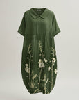 Rosie | Vestito midi da donna in lino floreale con scollo a V