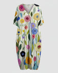 Rosie | Vestito midi da donna in lino floreale con scollo a V