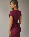 Abito lungo donna in tessuto leggero, aderente — vista 6