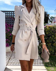 Abito blazer mini donna strutturato – doppio petto, con cintura, taglio aderente