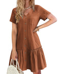 Trixie Vestaglia Donna – Scollo a V con Bottoni, Cotone Lino Taglio Ampio & Orlo con Volant Estate