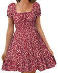 Kendra Vestaglia Donna – Collo a Cuore, Maniche a Sbuffo, Taglio Mini a Vita Alta e Schiena Scoperta Estate