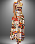 Sarah | Abito lungo colorblock alla moda da donna
