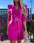 Abito blazer mini donna strutturato – doppio petto, con cintura, taglio aderente