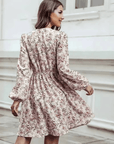 Selina Mini Women's Dress - Stampa floreale romantica con V -C.