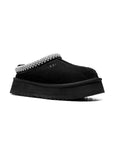 UGG Tazz Black ciabatte platform uomo e donna in pelle scamosciata e montone nero, vista frontale