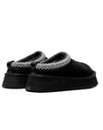 UGG Tazz Black ciabatte platform uomo e donna in pelle scamosciata e montone nero, dettaglio suola